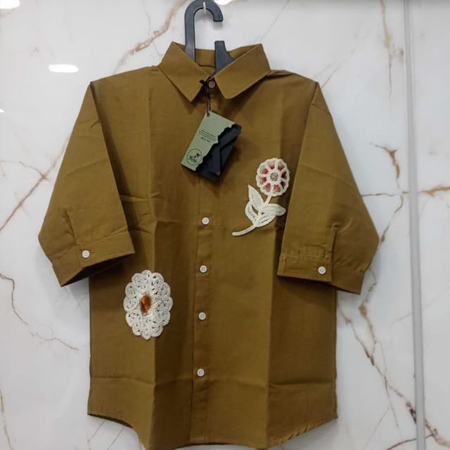 Olive Green with White and Red accents Shirt