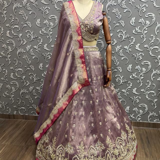 Purple with Magenta and Gold accents Lehenga Choli