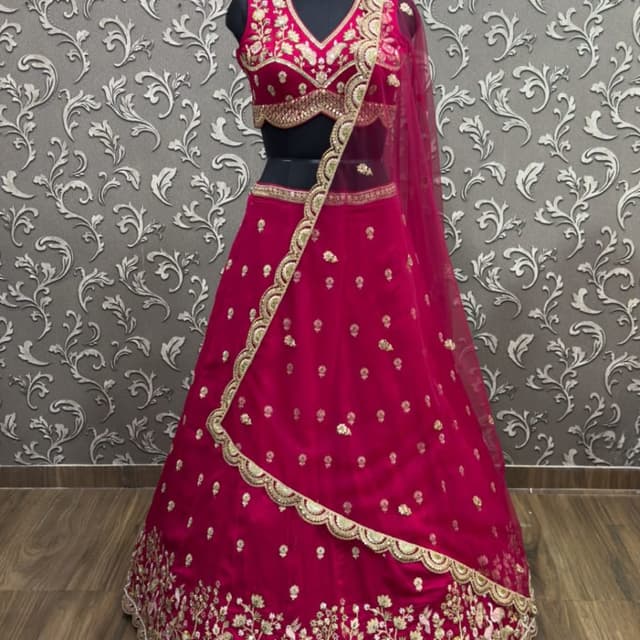 Deep Rani Pink and Gold Lehenga Choli