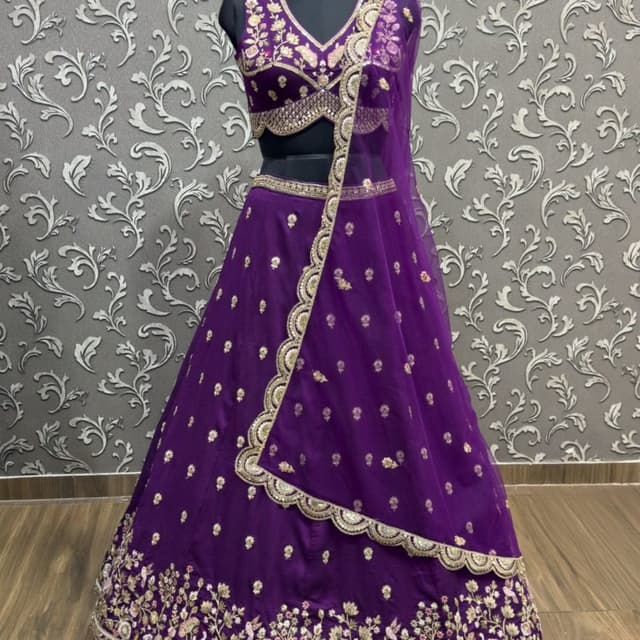 Deep Purple, Gold, Pink accents Lehenga Choli