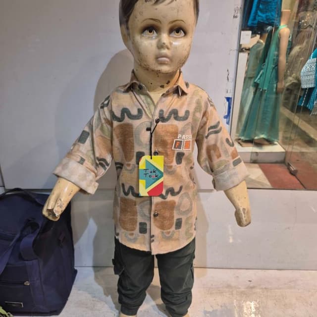 Beige, olive green, brown, and charcoal gray Shirt and pants set