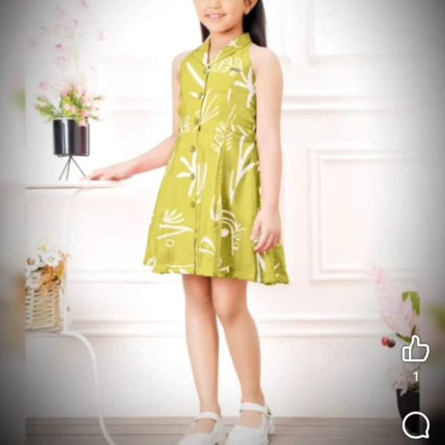 Olive green and white Dress