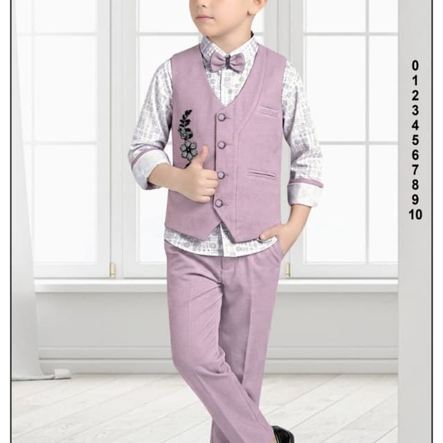 Dusty purple and white with black details Suit Set
