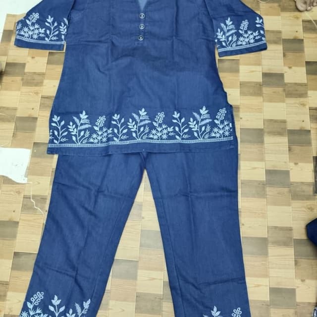 Indigo blue and white Kurta and Pant set
