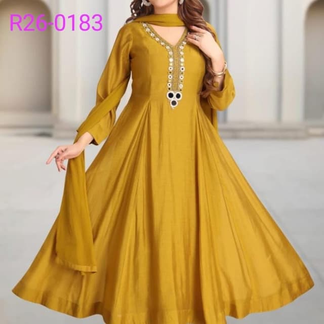 Mustard Yellow Anarkali Suit Set