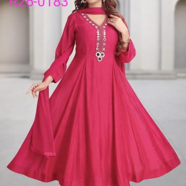 Magenta, Pink Anarkali Suit
