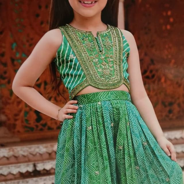 Emerald Green, Leaf Green, Gold Lehenga Choli