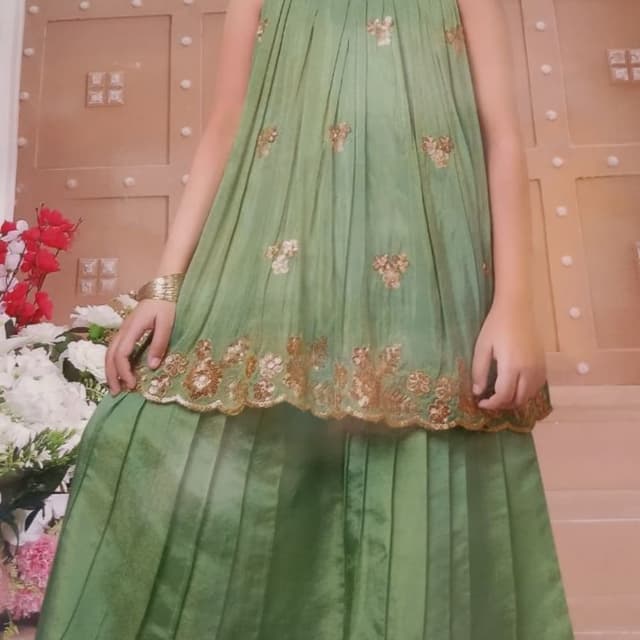 Sage green with gold embroidery Sharara Set