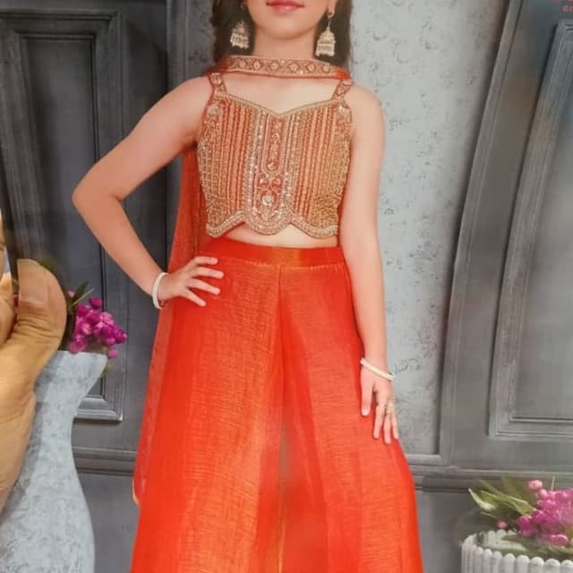 Orange and Gold Lehenga Choli with dupatta