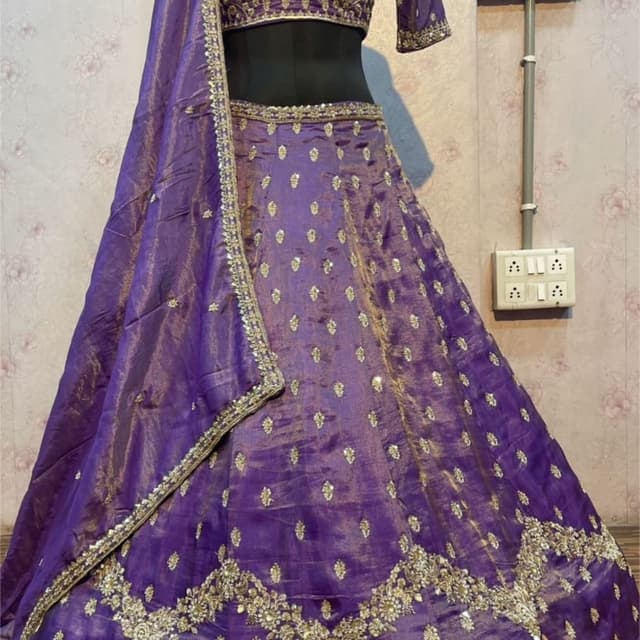Deep purple with gold accents Lehenga Choli