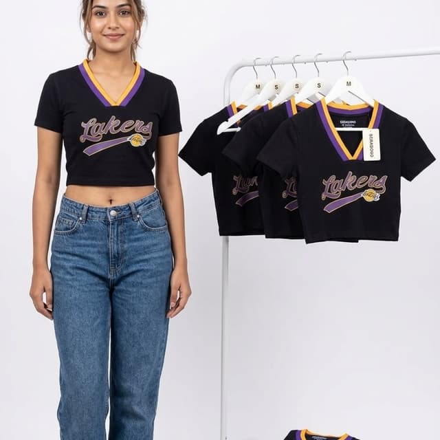 Black, Purple, Gold/Yellow Crop Top