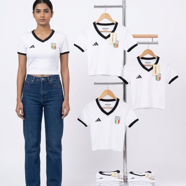 White, Black, Red, Green, Gold Crop Top