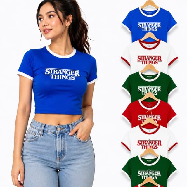 Multi-color variations (Blue, White, Green, Red) Crop Top
