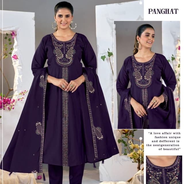 Deep Purple Kurta Set with Dupatta