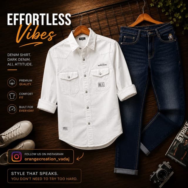White, Dark Navy Blue Shirt and Jeans set