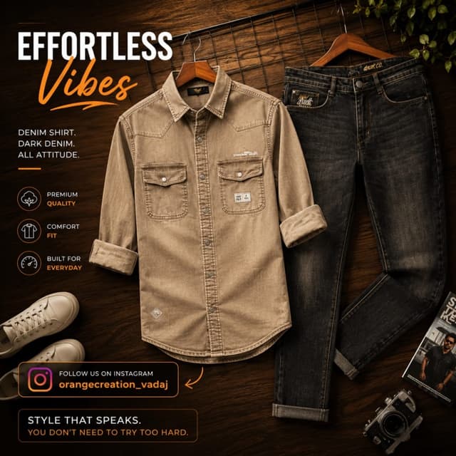 Tan brown shirt and charcoal black denim jeans Shirt and Jeans Outfit