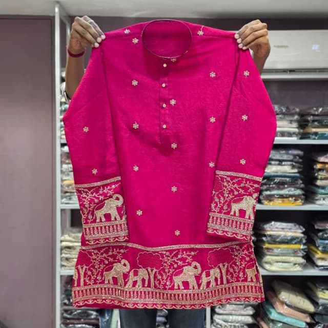 Hot Pink with Gold embroidery Kurta