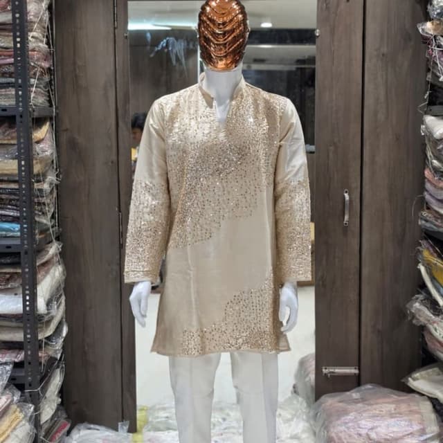Champagne Gold and Off-White Kurta