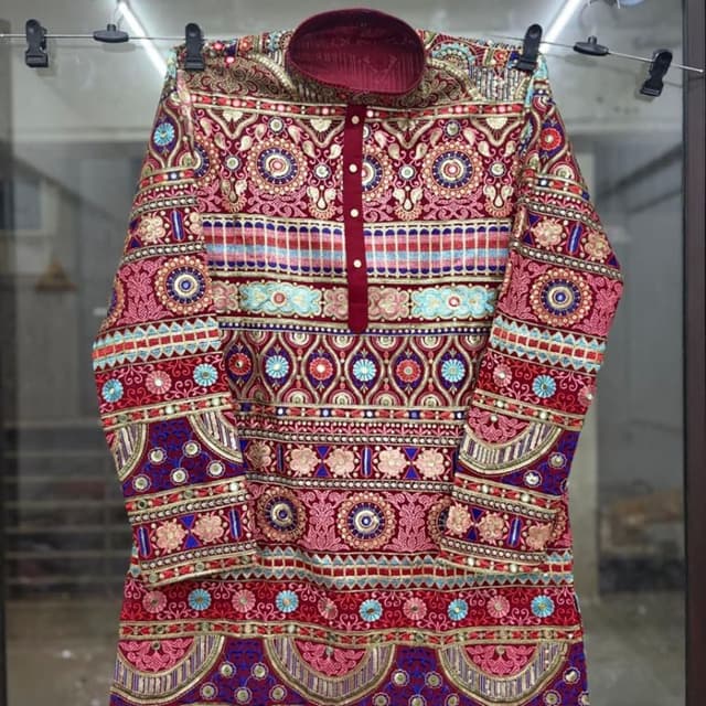 Maroon, Deep Blue, Gold, Light Blue, Pink Kurta
