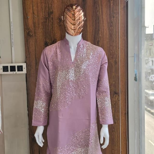 Mauve, Pale Pink, Silver Kurta