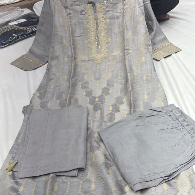 Grey and Gold Kurta Set