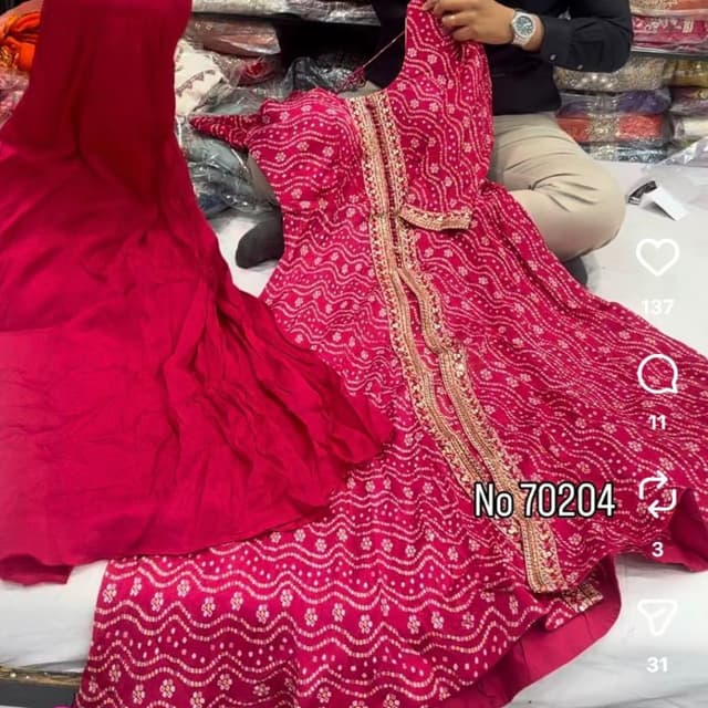 Hot Pink and Gold Lehenga Choli with Jacket