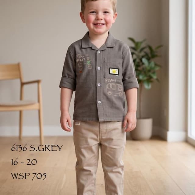 Grey shirt, Beige trousers Shirt and Trousers set