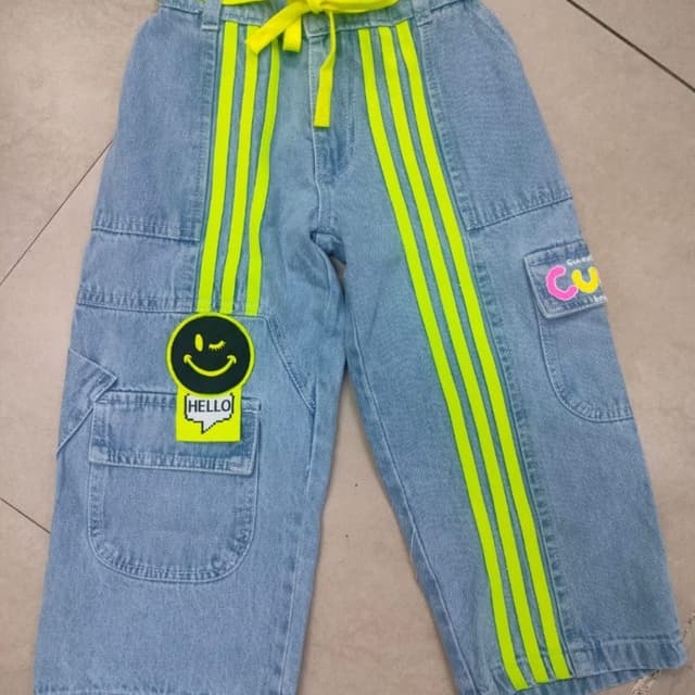 Light Blue Denim, Neon Yellow Jeans