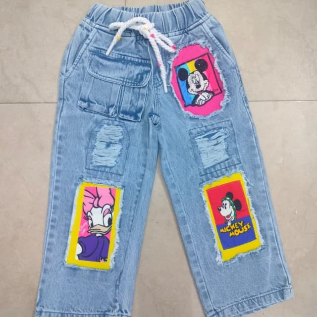 Light Blue, Hot Pink, Yellow, Red, White Jeans