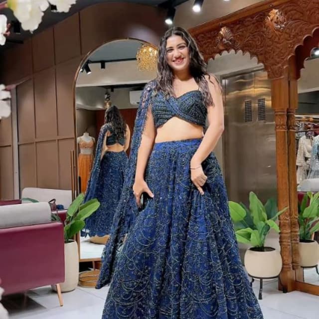 Midnight Blue with gold detailing Lehenga Choli