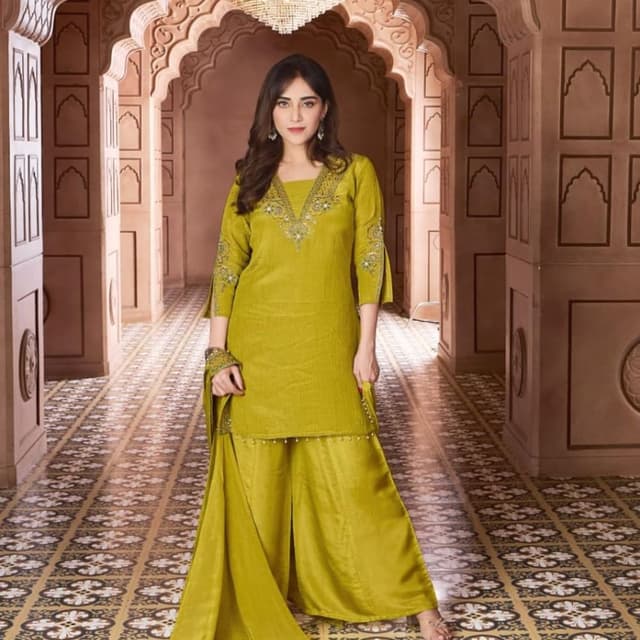 Olive Green Sharara Set