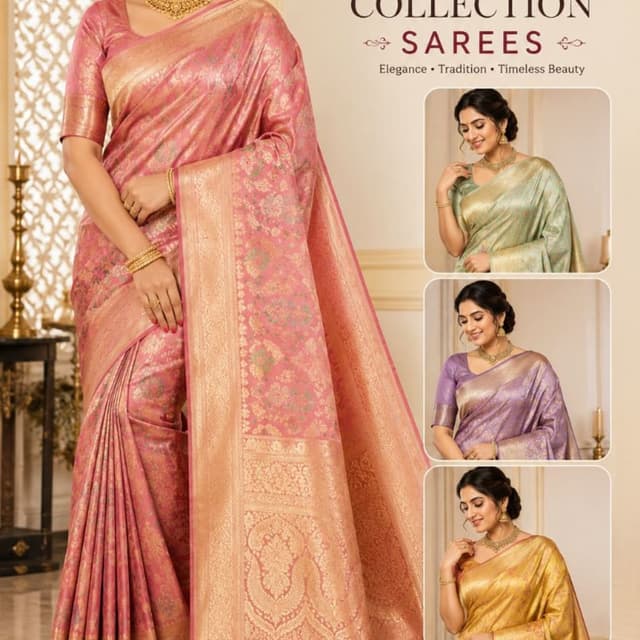 Pink and Gold Saree