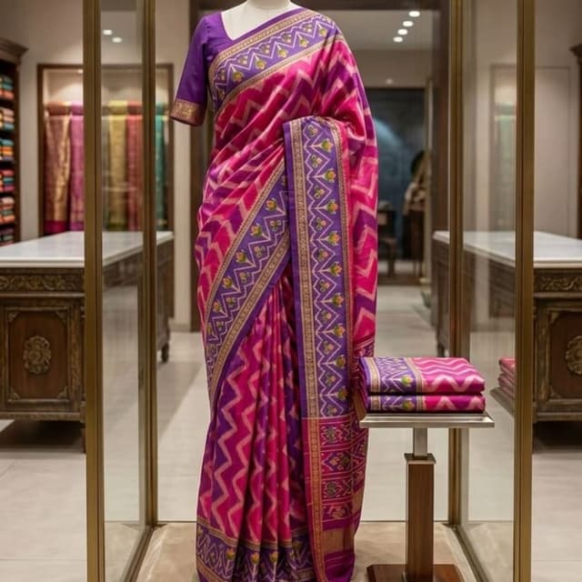 Magenta, Royal Purple, Gold Saree