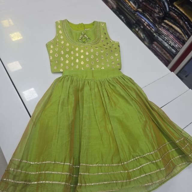 Lime Green and Gold Lehenga Choli