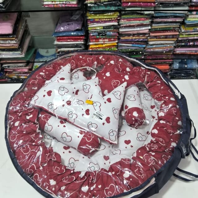 Maroon and White Baby Nest Bedding Set