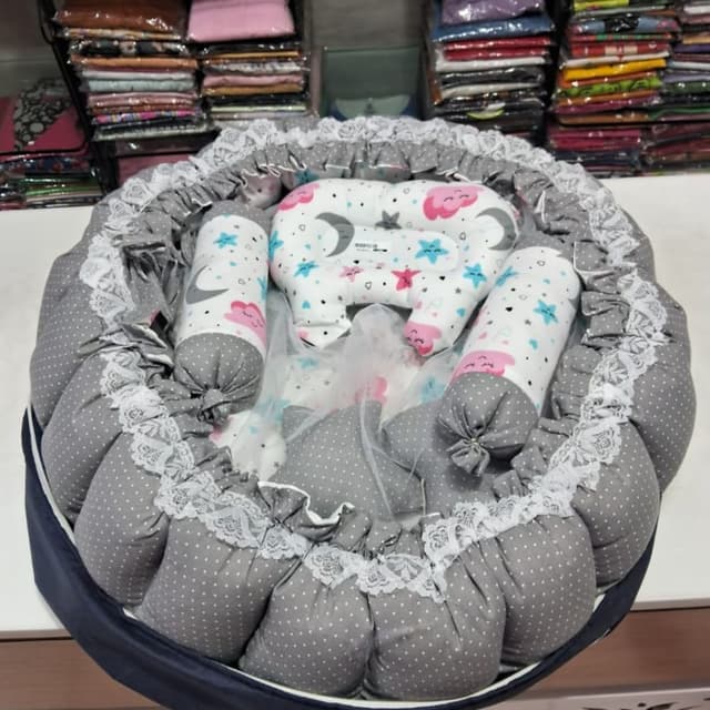 Grey, White, Pink, Blue Baby Lounger or Bedding Set