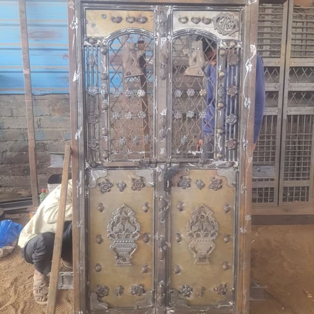 Bronze, Oxidized Steel, Metallic Grey Decorative Metal Door