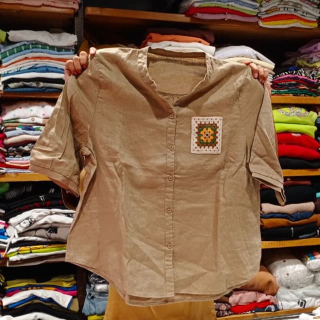 Beige, Multicolor (patch) Shirt