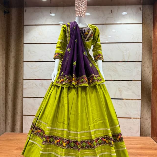 Lime green and royal purple with gold accents Lehenga Choli