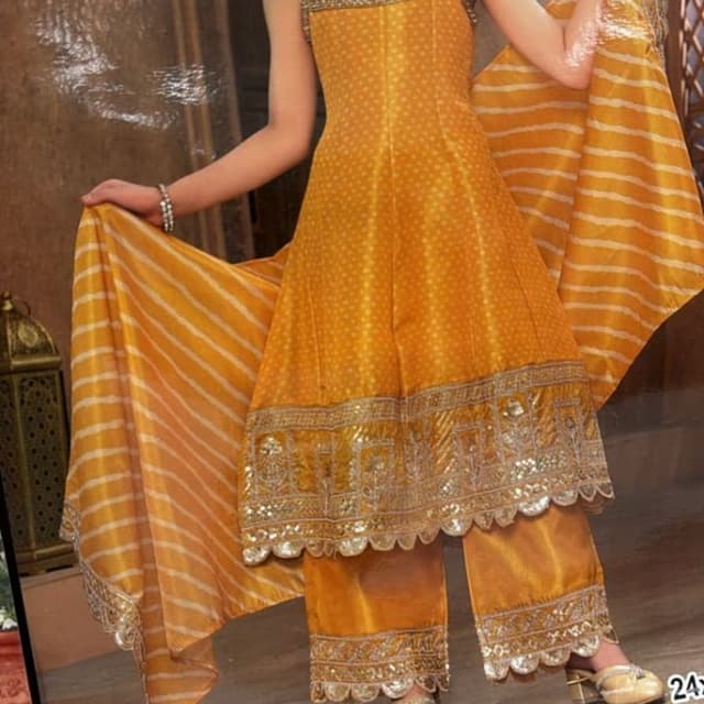 Golden Yellow, Metallic Gold Lehenga Choli with Dupatta