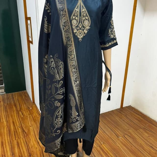 Midnight blue with gold accents Salwar Kameez set