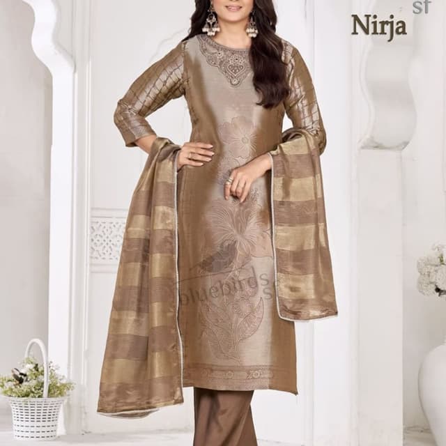 Monochromatic earthy brown tones with metallic sheen Salwar Kameez Set