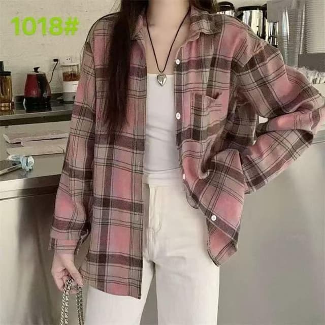 Dusty pink, brown, and off-white Shirt