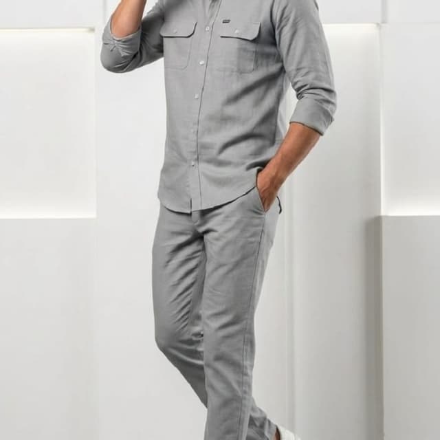 Monochromatic grey Co-ord set (Shirt and Trousers)