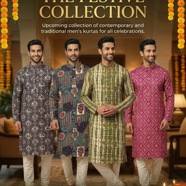 Multi-colored (including Black, White, Olive Green, Mustard, Pink, and various printed patterns) Kurta