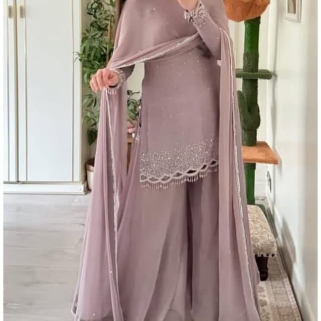 Dusty mauve or lavender purple Sharara Suit