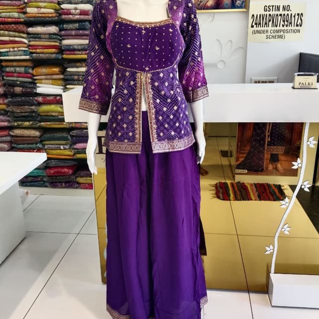 Deep purple and gold Jacket Style Palazzo Set