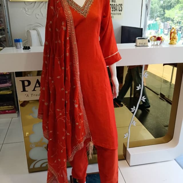 Solid burnt orange/rust Salwar Kameez
