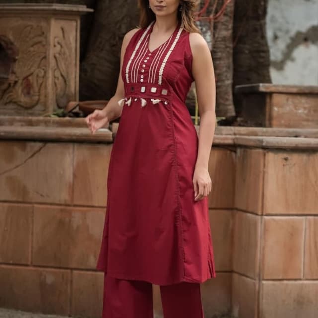 Maroon Kurta Set