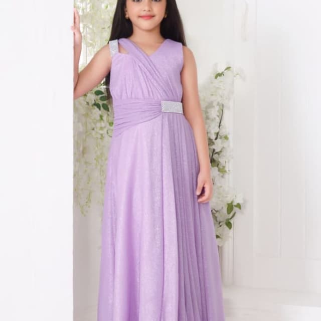 Lavender or soft light purple with metallic silver accents Dress